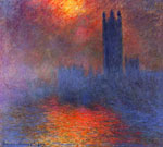 Houses of Parliament, Londra, Sun Breaking Through Fog